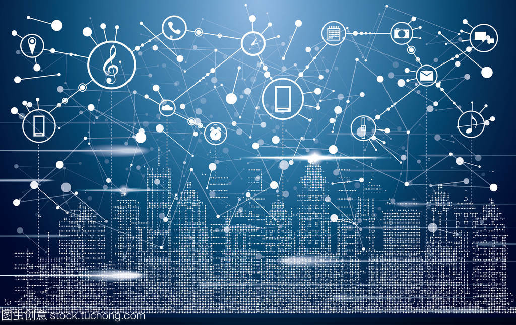 智能城市中的霓虹建筑与网络互联